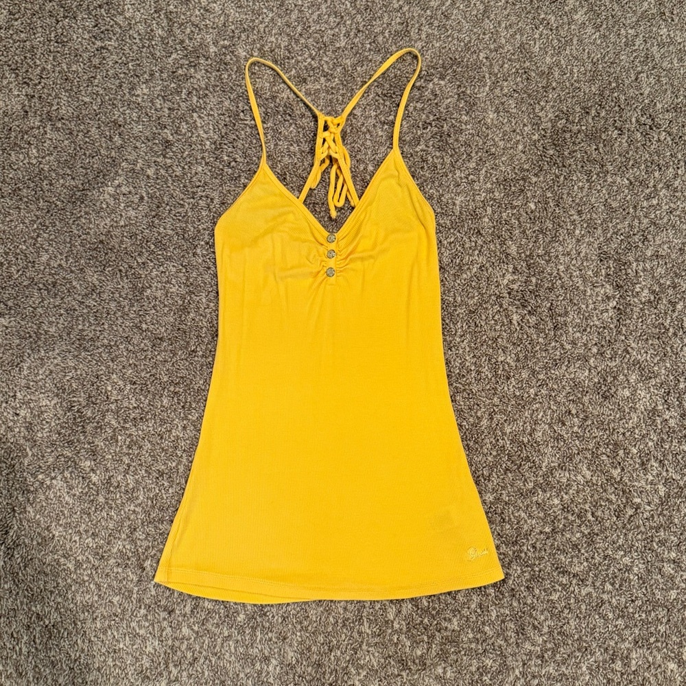 Vintage Guess Yellow Camisole Razor Back with Spaghetti Straps